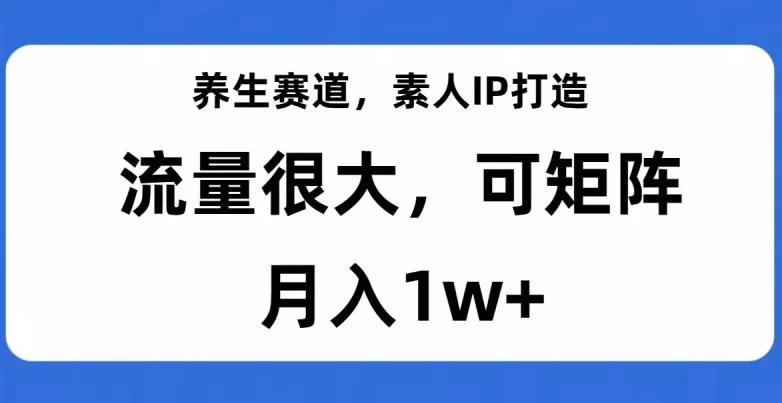 养生赛道，素人IP打造，流量很大，可矩阵，月入1w+【揭秘】-创享联盟-猴哥资源发布站