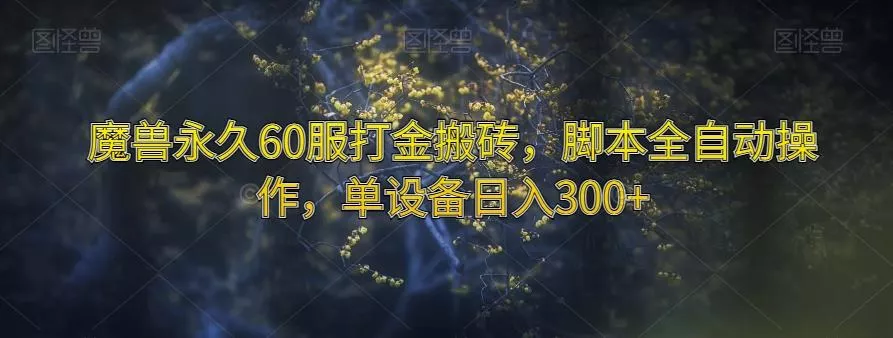 魔兽永久60服打金搬砖，脚本全自动操作，单设备日入300+【揭秘】-创享联盟-猴哥资源发布站
