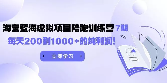 (9541期)黄岛主《淘宝蓝海虚拟项目陪跑训练营7期》每天200到1000+的纯利润-创享联盟-猴哥资源发布站