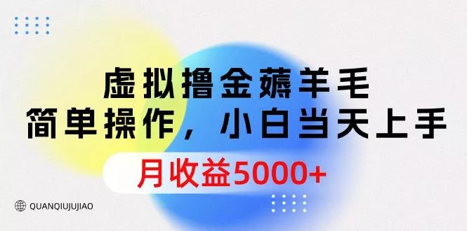 (9864期)虚拟撸金薅羊毛，简单操作，小白当天上手，月收益5000+-创享联盟-猴哥资源发布站