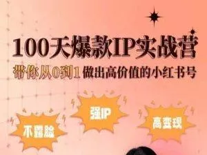 小红书100天爆款IP实战营，带你从0到1做出高价值的小红书号-创享联盟-猴哥资源发布站