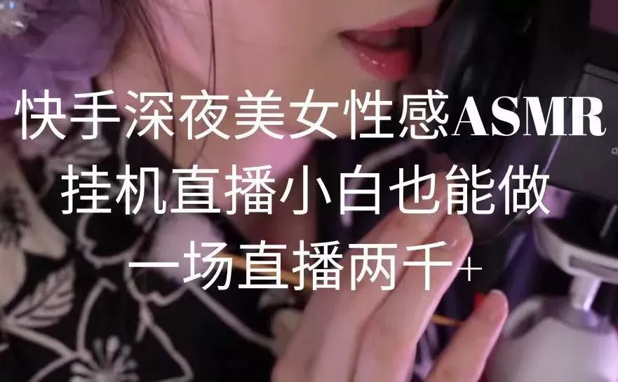 快手深夜美女性感ASMR挂机直播,小白也能做,一场直播两千+-创享联盟-猴哥资源发布站