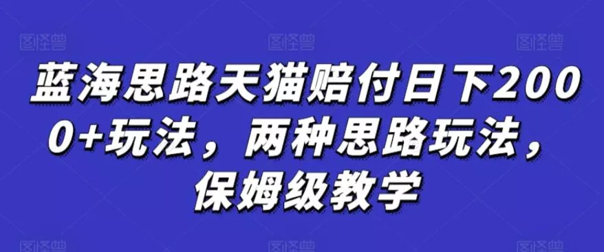 蓝海思路天猫赔付日下2000+玩法，两种思路玩法，保姆级教学【仅揭秘】-创享联盟-猴哥资源发布站