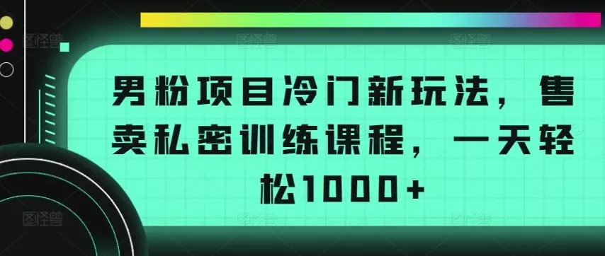 男粉项目冷门新玩法，售卖私密训练课程，一天轻松1000+【揭秘】-创享联盟-猴哥资源发布站
