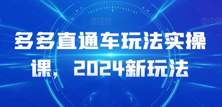 多多直通车玩法实操课，2024新玩法-创享联盟-猴哥资源发布站