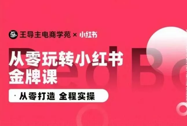 王导主·小红书电商运营实操课，​从零打造  全程实操-创享联盟-猴哥资源发布站