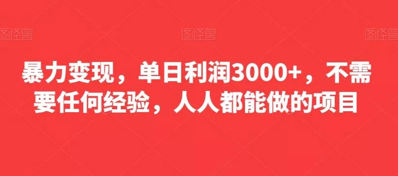 暴力变现，单日利润3000+，不需要任何经验，人人都能做的项目-创享联盟-猴哥资源发布站