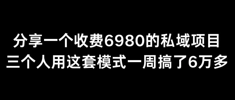 分享一个外面卖6980的私域项目三个人用这套模式一周搞了6万多【揭秘】-创享联盟-猴哥资源发布站