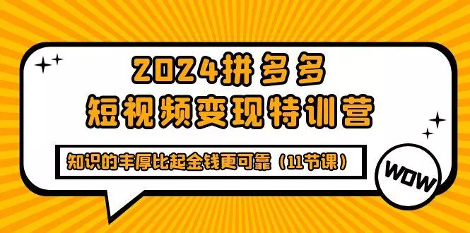 (9817期)2024拼多多短视频变现特训营，知识的丰厚比起金钱更可靠(11节课)-创享联盟-猴哥资源发布站