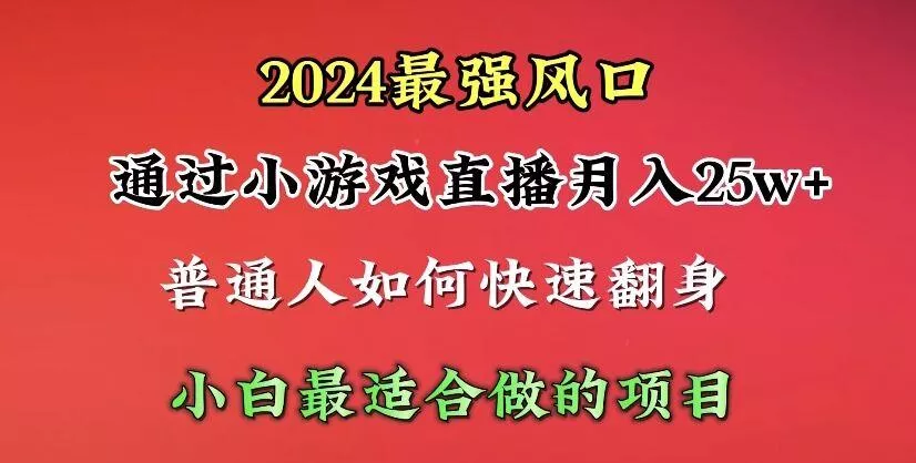(10020期)2024年最强风口，通过小游戏直播月入25w+单日收益5000+小白最适合做的项目-创享联盟-猴哥资源发布站