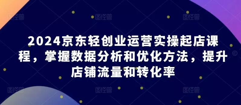 2024京东轻创业运营实操起店课程，掌握数据分析和优化方法，提升店铺流量和转化率-创享联盟-猴哥资源发布站