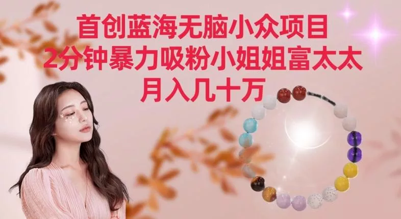 首创蓝海无脑小众项目，2分钟暴力吸粉小姐姐富太太，月入几十万【揭秘】-创享联盟-猴哥资源发布站