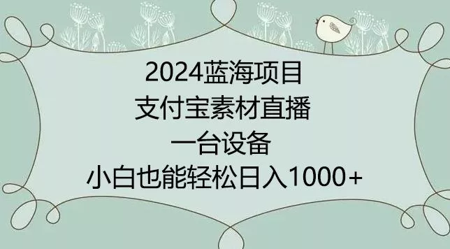 2024年蓝海项目，支付宝素材直播，无需出境，小白也能日入1000+ ，实操教程【揭秘】-创享联盟-猴哥资源发布站