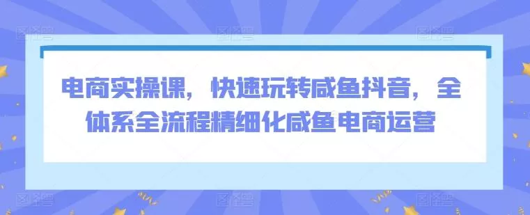 电商实操课,快速玩转咸鱼抖音,全体系全流程精细化咸鱼电商运营-创享联盟-猴哥资源发布站