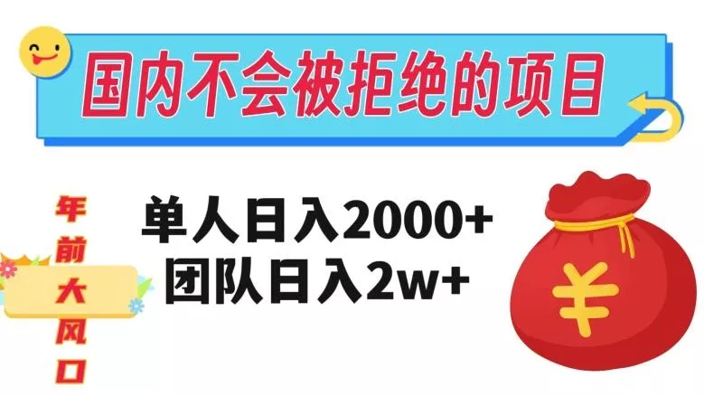 在国内不怕被拒绝的项目，单人日入2000，团队日入20000+【揭秘】-创享联盟-猴哥资源发布站