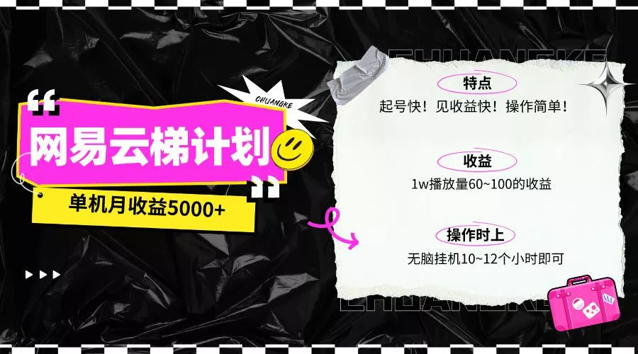 (10063期)最新网易云梯计划网页版，单机月收益5000+！可放大操作-创享联盟-猴哥资源发布站