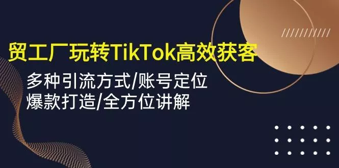 外贸工厂玩转TikTok高效获客，多种引流方式/账号定位/爆款打造/全方位讲解-创享联盟-猴哥资源发布站