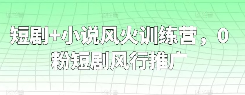 短剧+小说风火训练营，0粉短剧风行推广-创享联盟-猴哥资源发布站