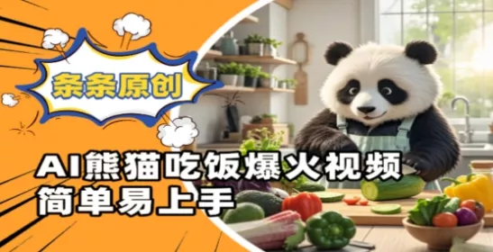 Ai熊猫吃饭爆火视频，条条原创，简单易上手-创享联盟-猴哥资源发布站