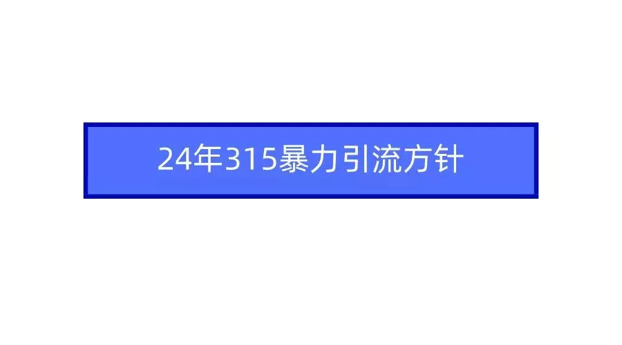 (9398期)2024年315暴力引流方针-创享联盟-猴哥资源发布站