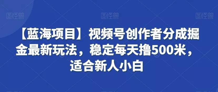 【蓝海项目】视频号创作者分成掘金最新玩法，稳定每天撸500米，适合新人小白【揭秘】-创享联盟-猴哥资源发布站