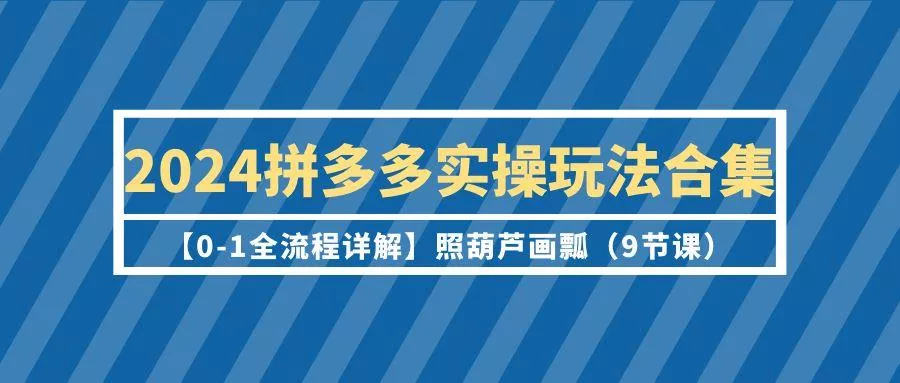 (9559期)2024拼多多实操玩法合集【0-1全流程详解】照葫芦画瓢(9节课)-创享联盟-猴哥资源发布站