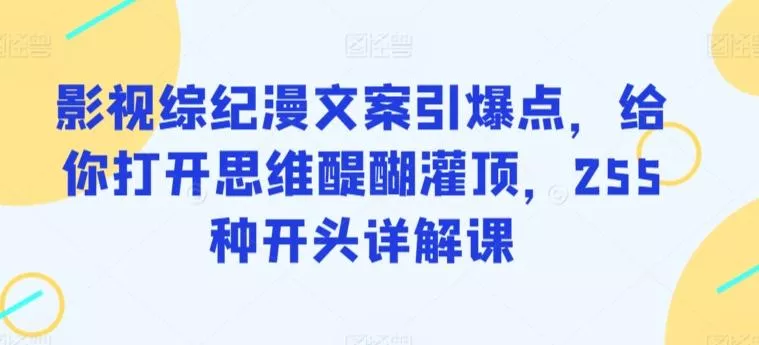 影视综纪漫文案引爆点，给你打开思维醍醐灌顶，255种开头详解课-创享联盟-猴哥资源发布站