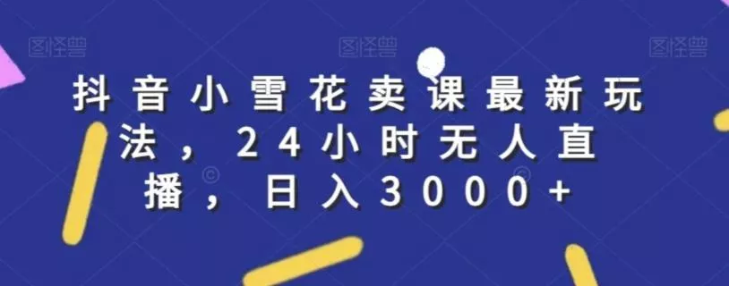 抖音小雪花卖课最新玩法，24小时无人直播，日入3000+【揭秘】-创享联盟-猴哥资源发布站