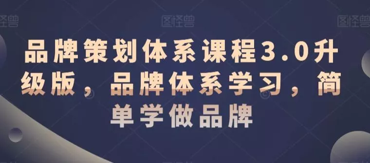 品牌策划体系课程3.0升级版,品牌体系学习,简单学做品牌-创享联盟-猴哥资源发布站