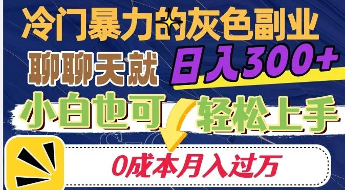 冷门暴利的副业项目，聊聊天就能日入300+，0成本月入过万【揭秘】-创享联盟-猴哥资源发布站
