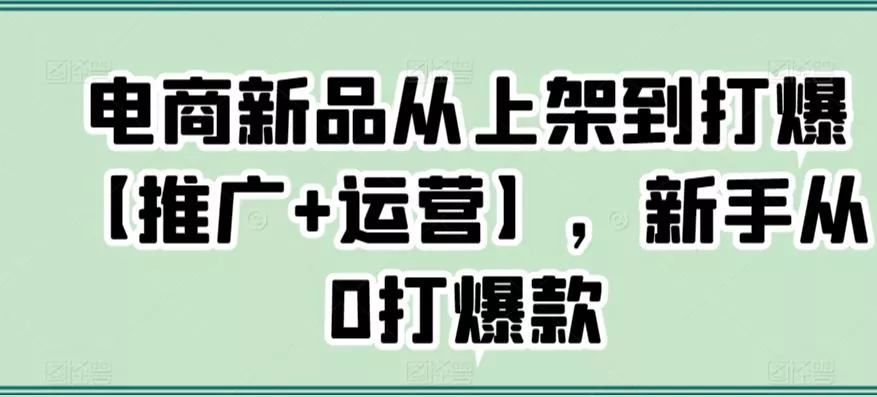 电商新品从上架到打爆【推广+运营】,新手从0打爆款-创享联盟-猴哥资源发布站