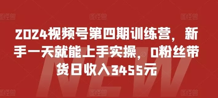 2024视频号第四期训练营,新手一天就能上手实操,0粉丝带货日收入3455元-创享联盟-猴哥资源发布站