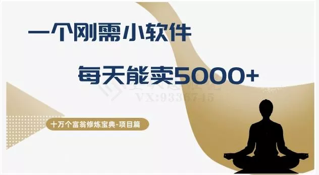 十万个富翁修炼宝典之17.一个刚需小软件，每天能卖5000+-创享联盟-猴哥资源发布站