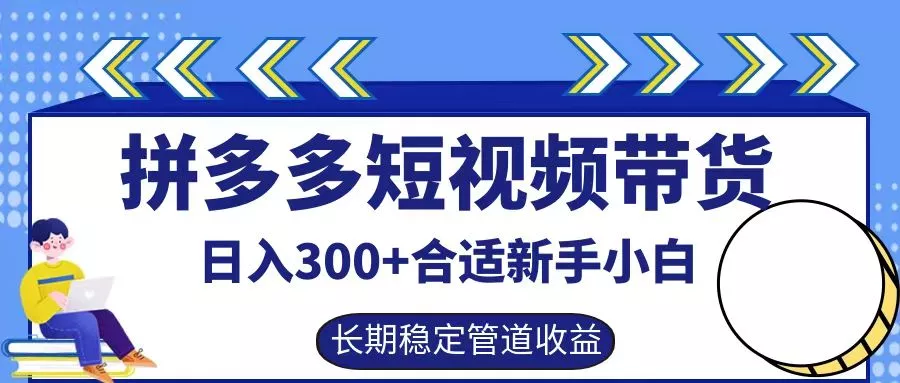 拼多多短视频带货日入300+，实操账户展示看就能学会-创享联盟-猴哥资源发布站