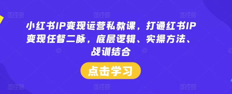 小红书IP变现运营私教课,打通红书IP变现任督二脉,底层逻辑、实操方法、战训结合-创享联盟-猴哥资源发布站