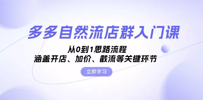 多多自然流店群入门课，从0到1思路流程，涵盖开店、加价、截流等关键环节-创享联盟-猴哥资源发布站
