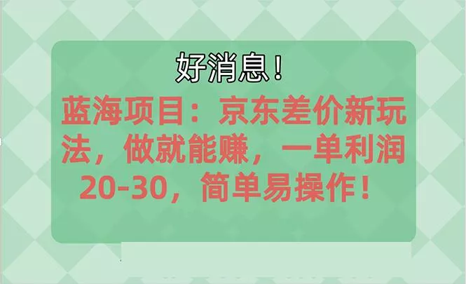 越早知道越能赚到钱的蓝海项目：京东大平台操作，一单利润20-30，简单...-创享联盟-猴哥资源发布站