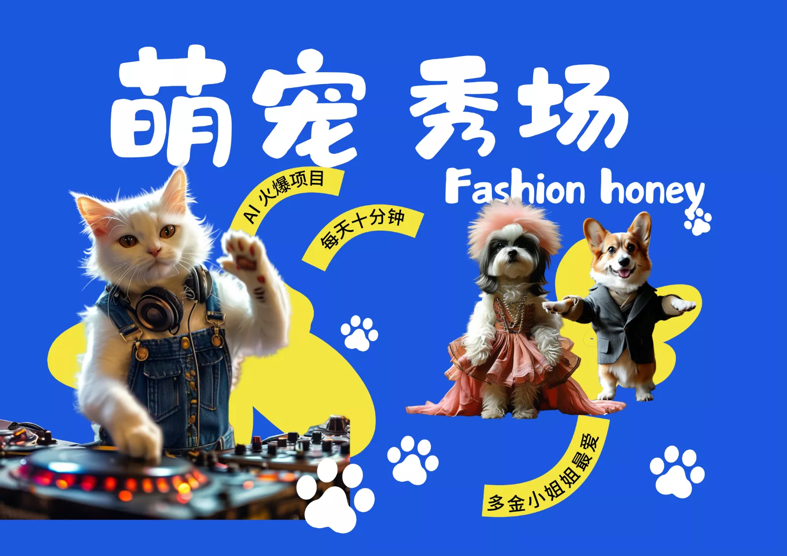 酷飒动物跳舞走秀 时尚喵FASHION汪 多金小姐姐最爱的 轻松月入破W-创享联盟-猴哥资源发布站