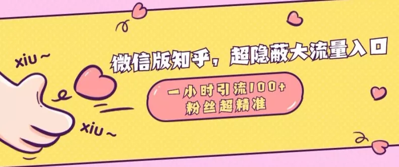 微信版知乎，超隐蔽流量入口1小时引流100人，粉丝质量超高【揭秘】-创享联盟-猴哥资源发布站