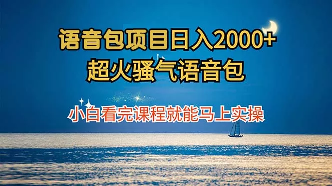 语音包项目 日入2000+ 超火骚气语音包小白看完课程就能马上实操-创享联盟-猴哥资源发布站
