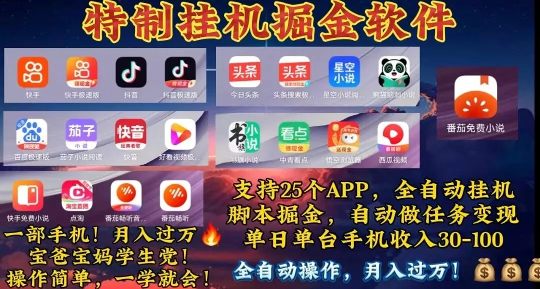 月入过万 24小时全自动无脑挂机，操作简单！-创享联盟-猴哥资源发布站
