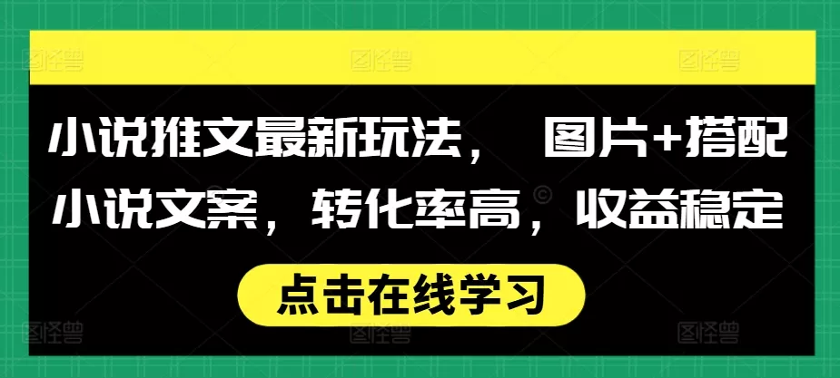 小说推文最新玩法， 图片+搭配小说文案，转化率高，收益稳定-创享联盟-猴哥资源发布站
