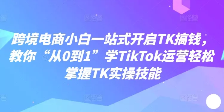 跨境电商小白一站式开启TK搞钱,教你“从0到1”学TikTok运营轻松掌握TK实操技能-创享联盟-猴哥资源发布站