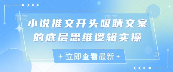 小说推文开头吸睛文案的底层思维逻辑实操-创享联盟-猴哥资源发布站