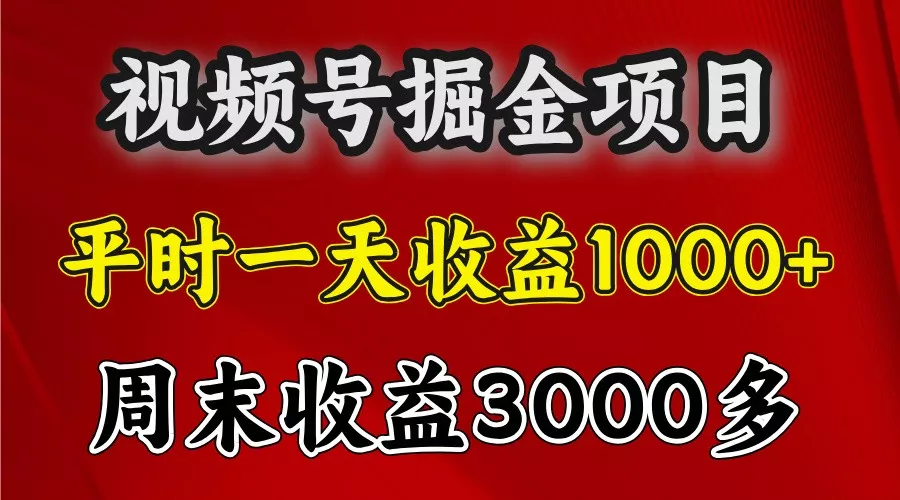 一天收益1000+ 视频号掘金，周末收益会更高些-创享联盟-猴哥资源发布站