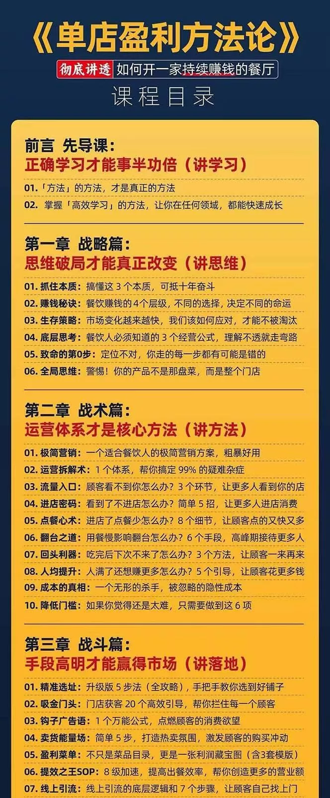 餐饮店盈利实操方法：教你怎样开一家持续能赚钱的餐厅(25节