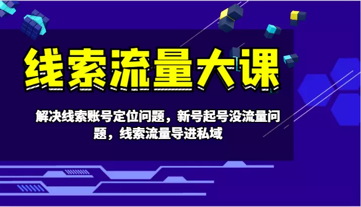 线索流量大课-解决线索账号定位问题，新号起号没流量问题，线索流量导进私域-创享联盟-猴哥资源发布站