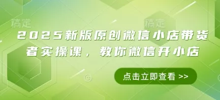 2025新版原创微信小店带货者实操课,教你微信开小店-创享联盟-猴哥资源发布站