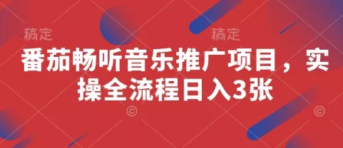 番茄畅听音乐推广项目，实操全流程日入3张-创享联盟-猴哥资源发布站