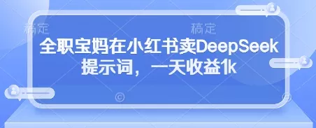 全职宝妈在小红书卖DeepSeek提示词，一天收益1k-创享联盟-猴哥资源发布站